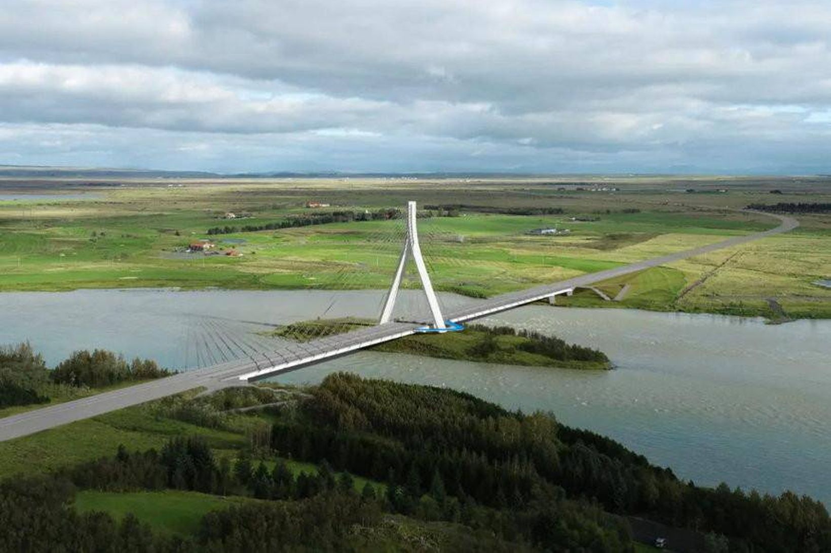 Bru over Ölfusá - model vegvesenet Island - bilde fra RUV Bru over Ölfusá