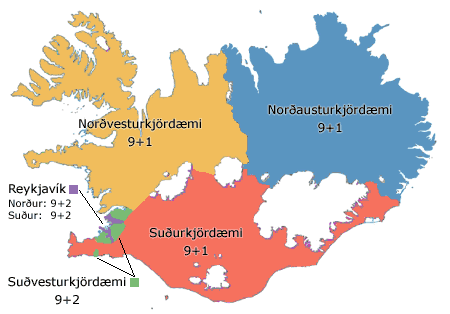 Valgkretsene på Island 